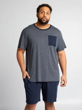 Pijama corto con camiseta + pantalón corto  - 2 piezas - AZUL